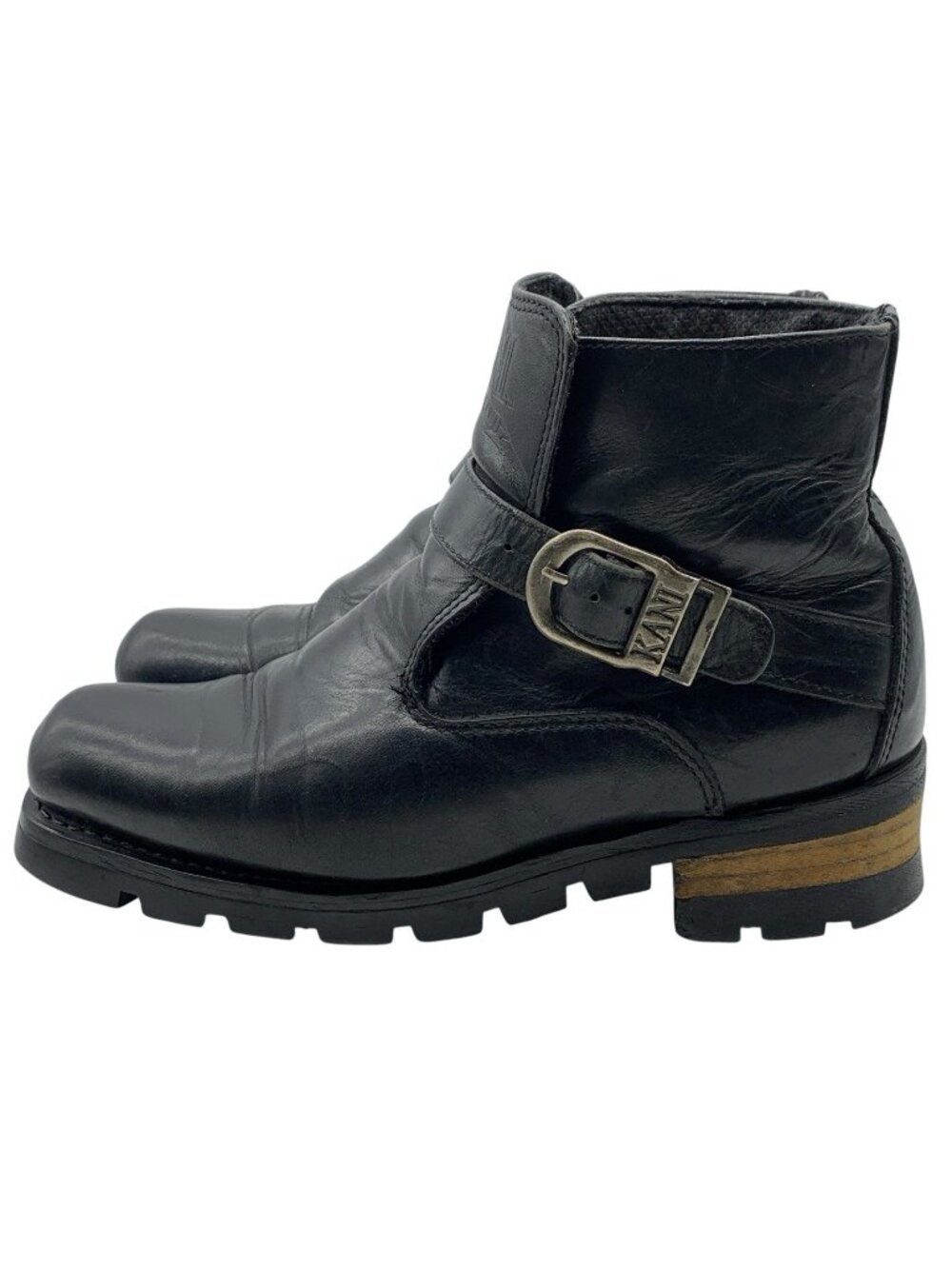 Karl Kani Vintage Leather Ankle Motorcycle Lugged Biker Boots Black Men's Sz 8.5
